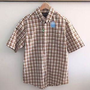 LIFE KHAKI HAGGAR | Men's Orange/White Plaid Comfort Button Down Shirt
